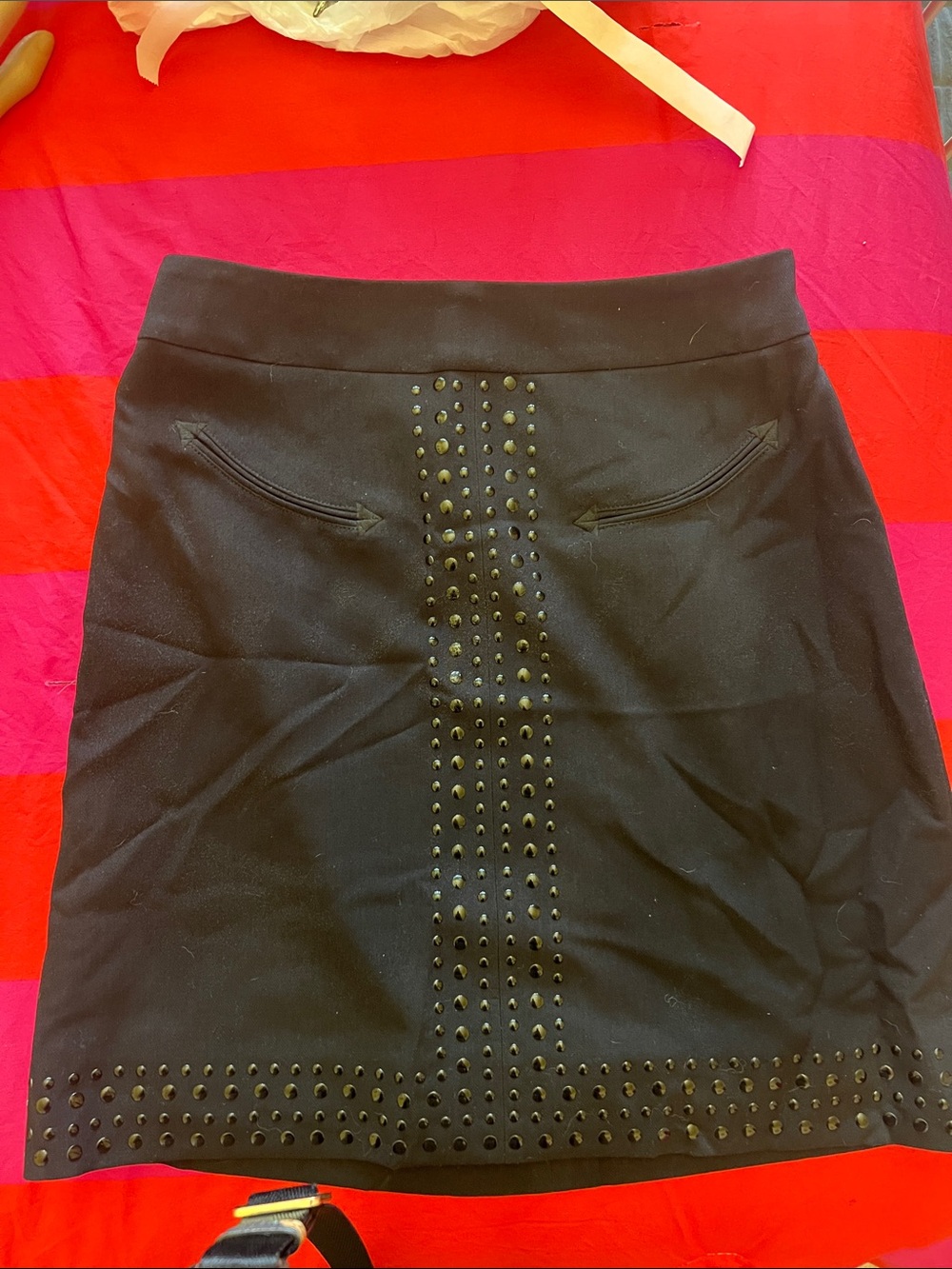 Ariat Black Mini Skirt with Studded Center Panel and Western faux Pockets Sz2 - Picture 8 of 10